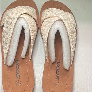 Soda Tan and Cream Sandals with Woven Texture